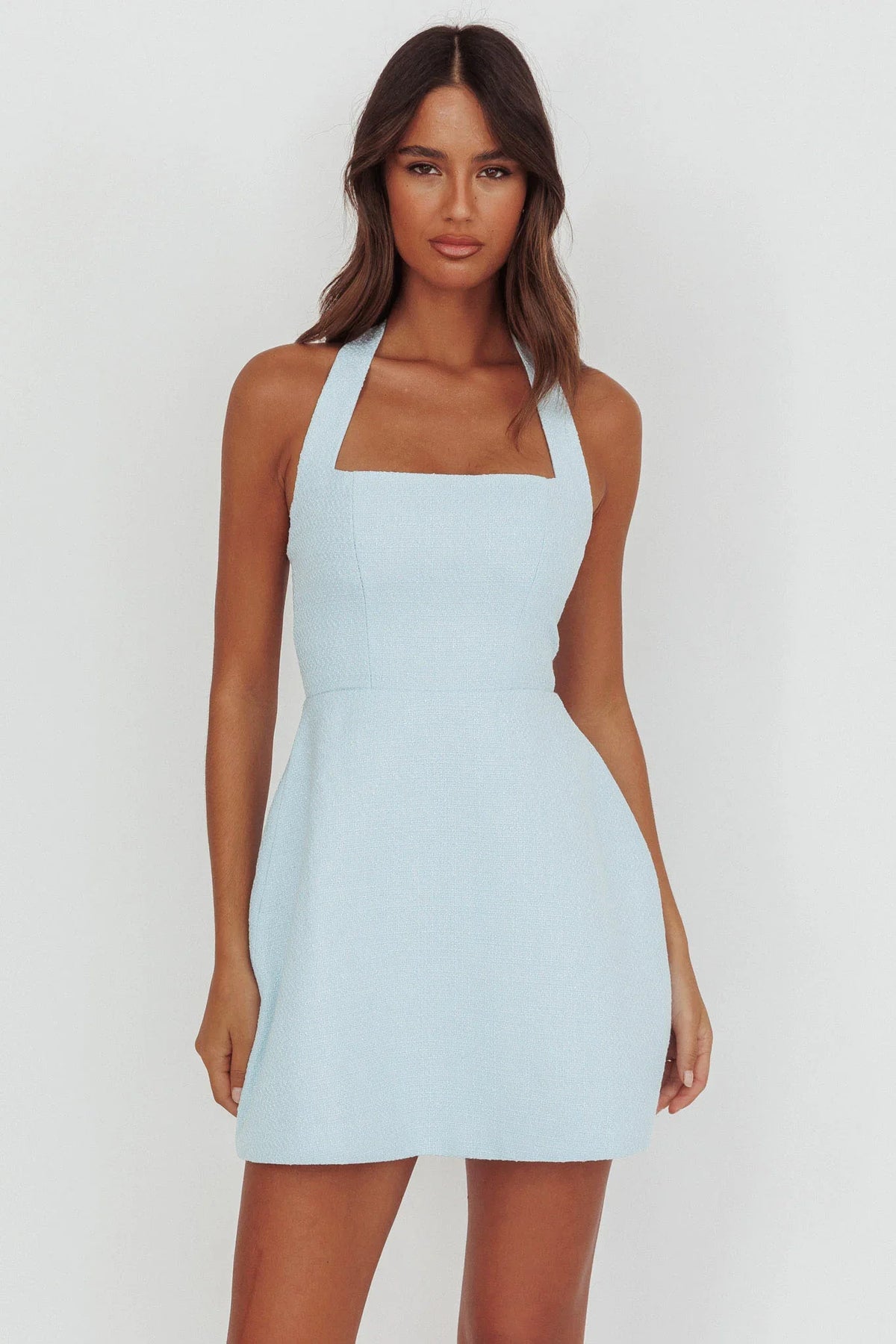 Hendrix Halterneck A-Line Mini Dress Blue
