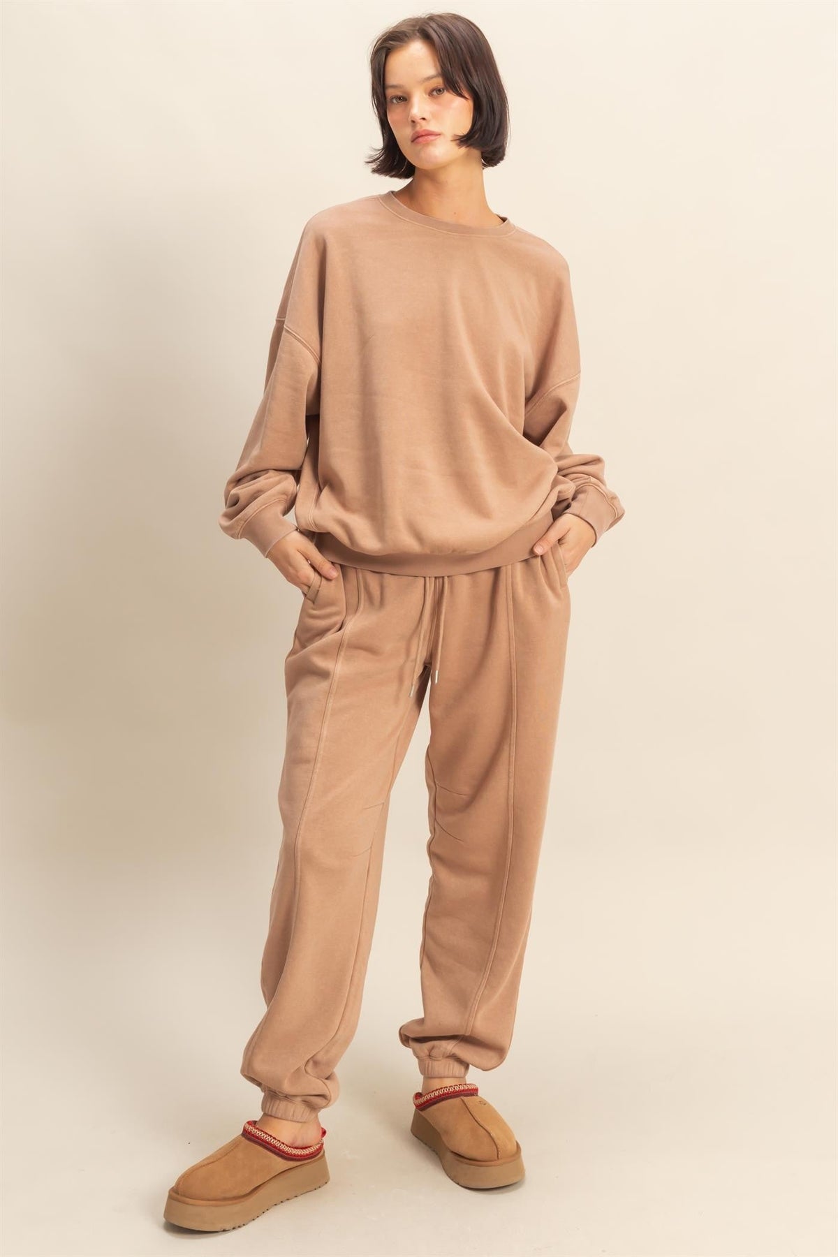 Beige Long Sleeve Sweatshirt