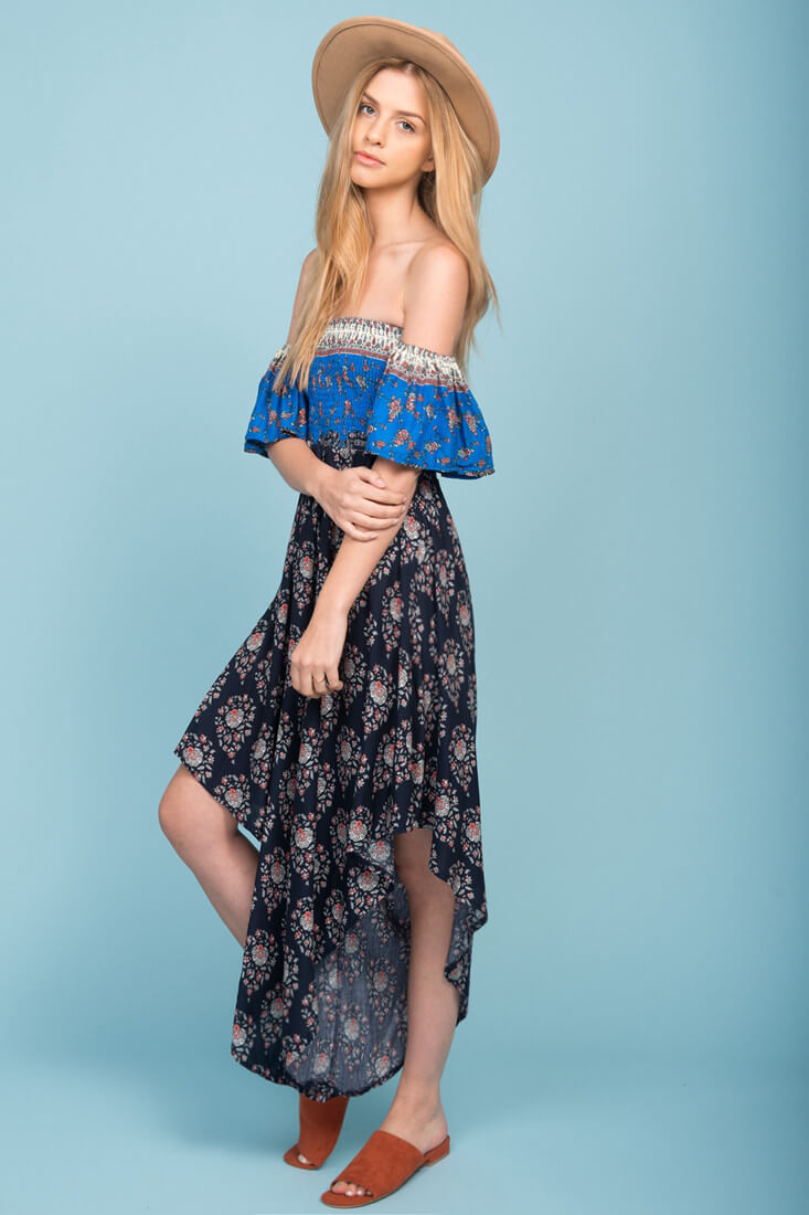 Brooke Off The Shoulder Maxi Romper Navy