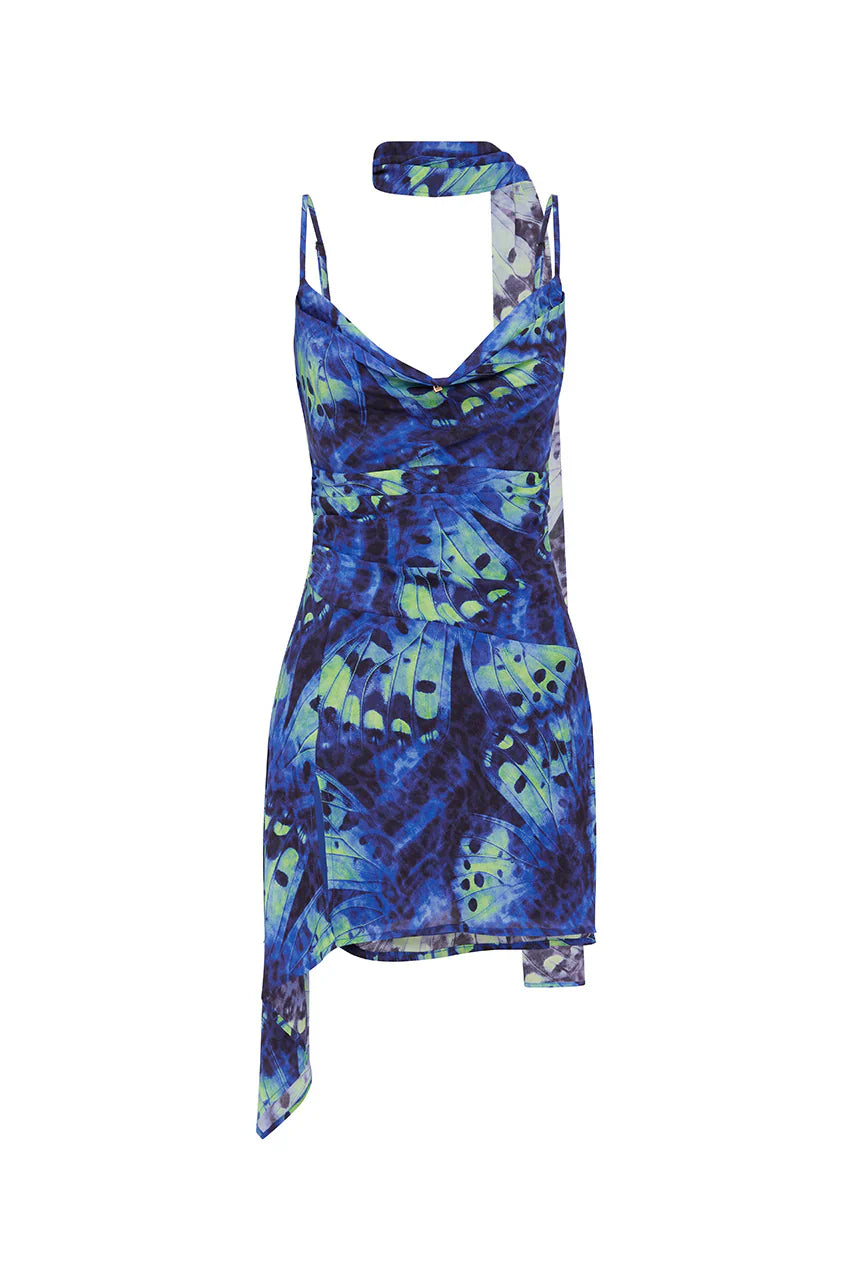 ALORA SCOOP NECK MINI DRESS - ELIANA BLUE