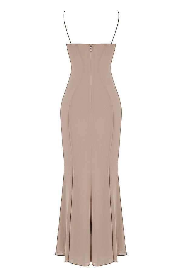 latte corset maxi dress