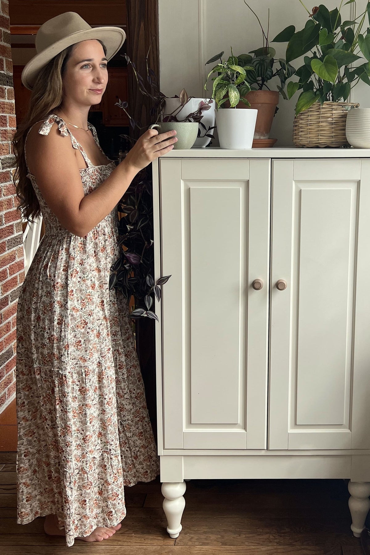 Beige Floral Sleeveless Tiered Maxi Dress