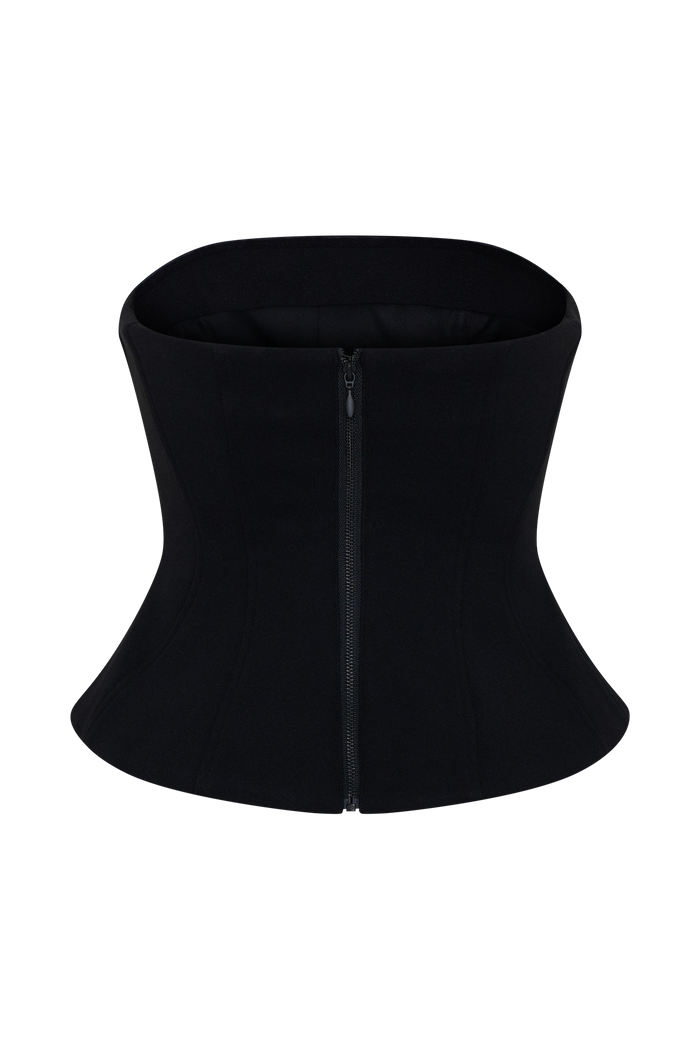 Arla Button Up Corset Top - Black