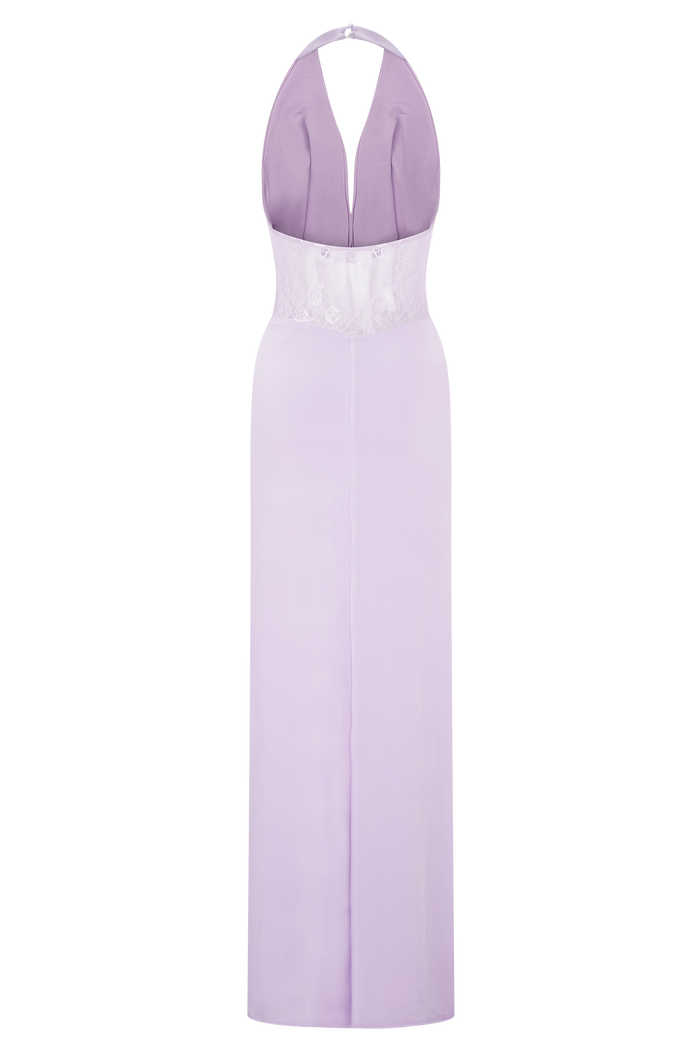Bonnie Slinky And Lace Maxi Dress - Lilac