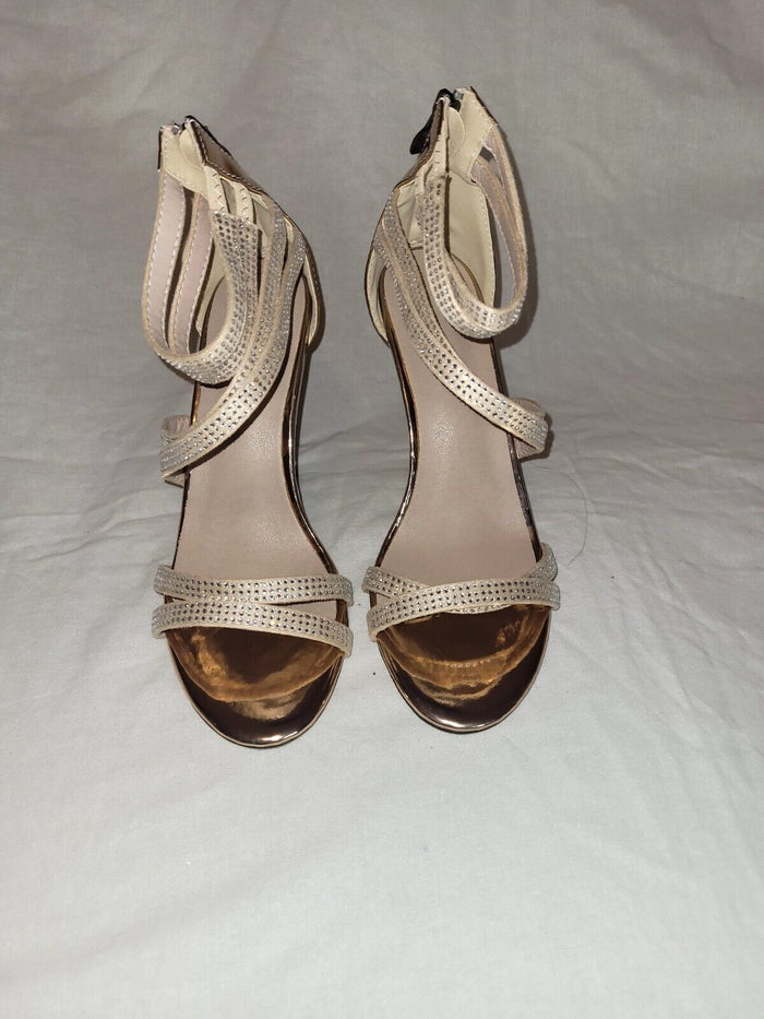 Clearance - Rhinestone Cross Strap High Heel Sandals
