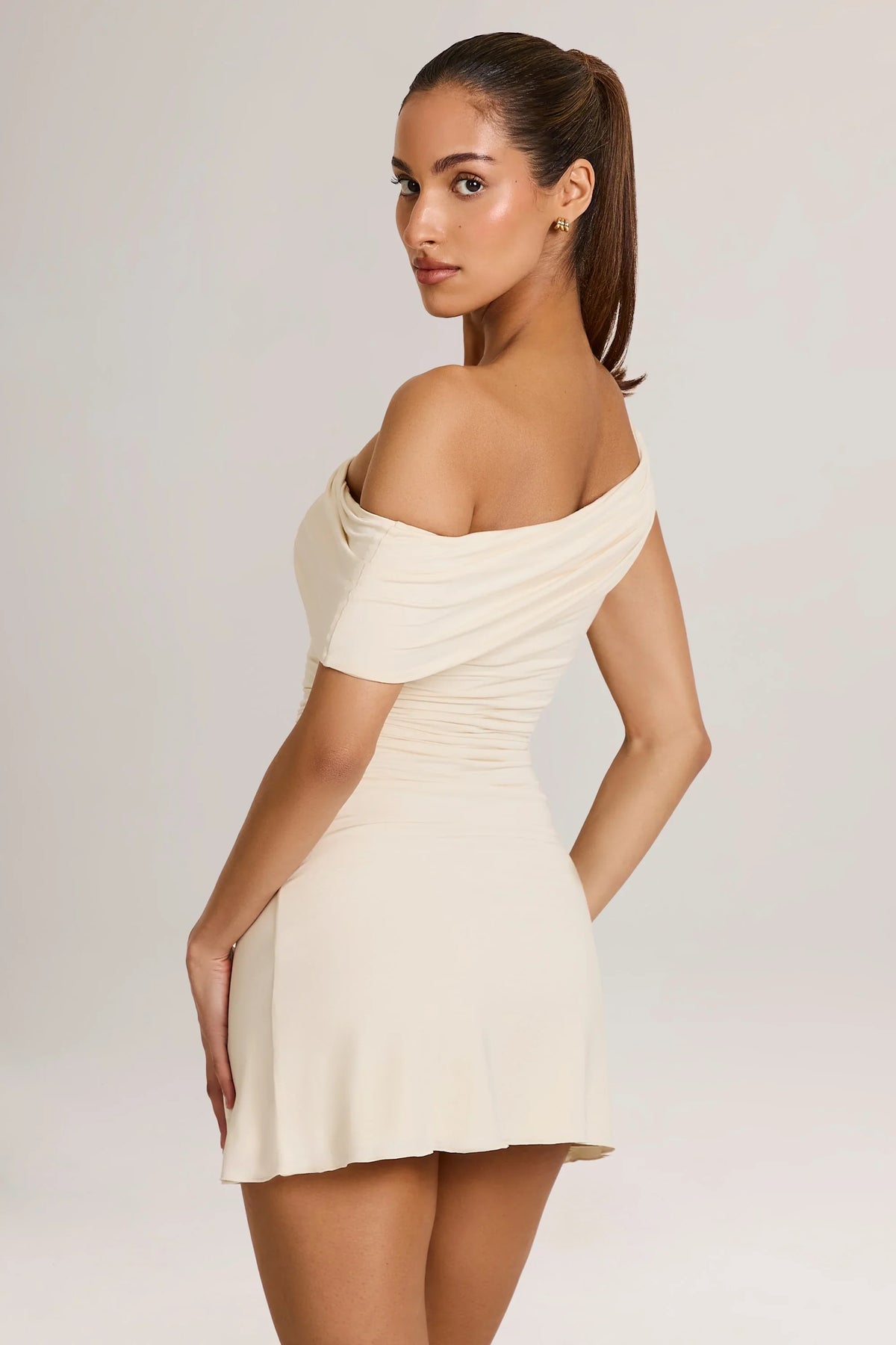 Modal Asymmetric A-Line Mini Dress in Ivory