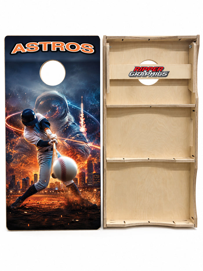 Houston Astros Baseball Inspired Cornhole Design