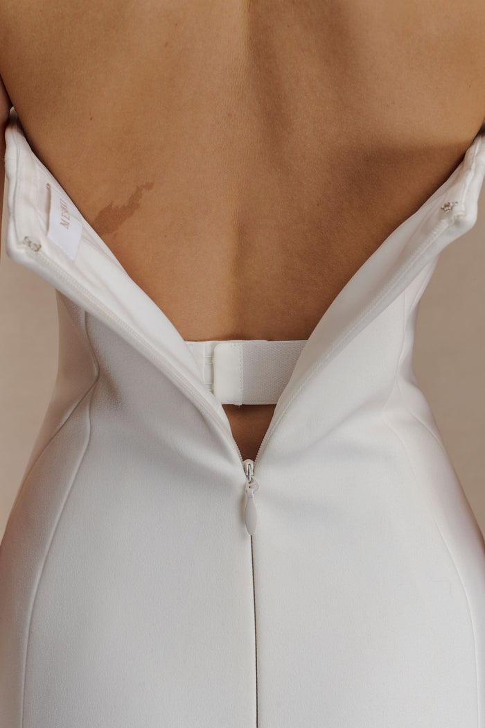 Kalila Strapless Crepe Maxi Dress - White