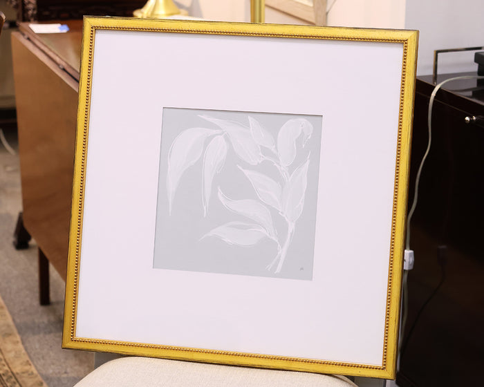 "Leaf Study II" Matted Print in Beaded Gold Frame