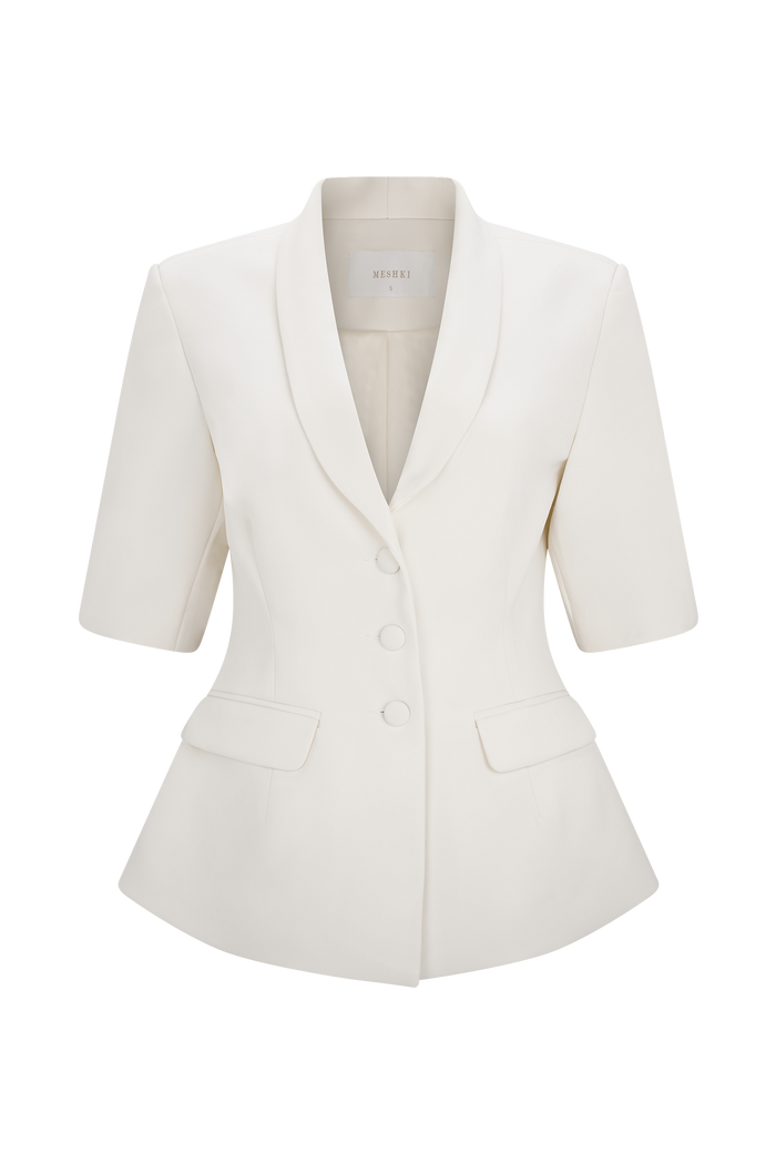 Opal Puff Sleeve Suiting Top - Ivory