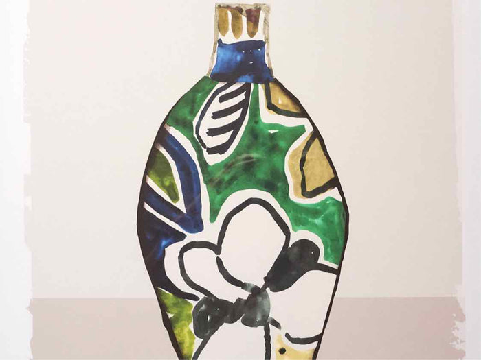 'Picasso Vase III' Print in Grey Wash & Black Frame