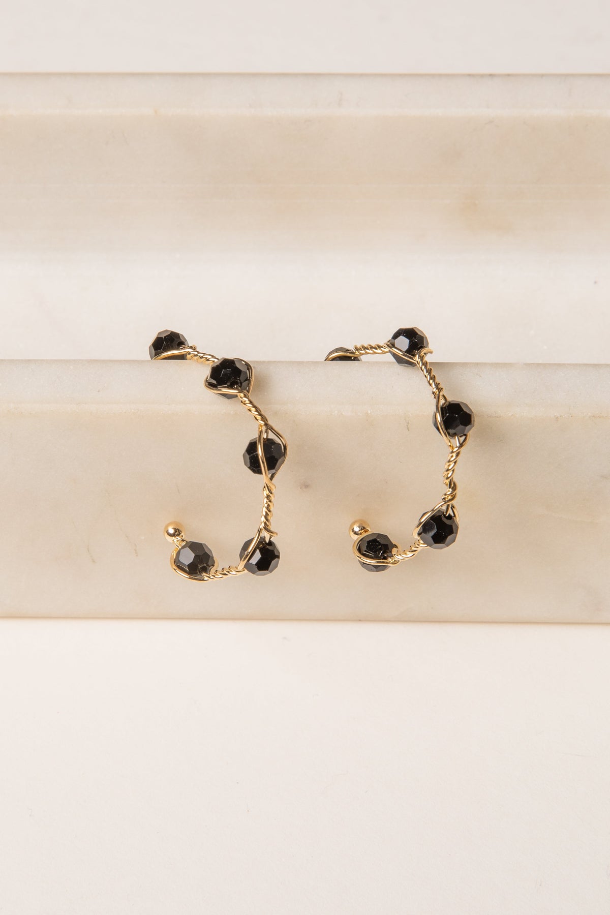 Claire Gold Beaded Hoop Earrings
