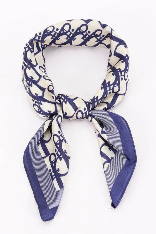 Signature Print Luxe Bandana - Navy