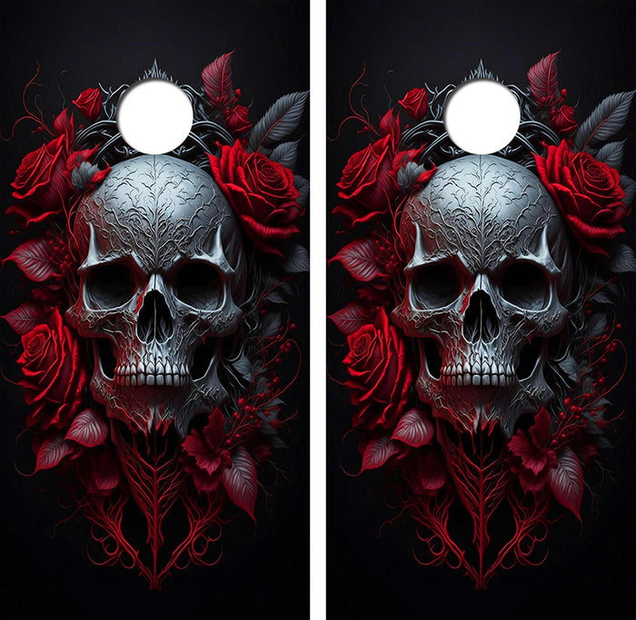 Skull Roses Cornhole Design