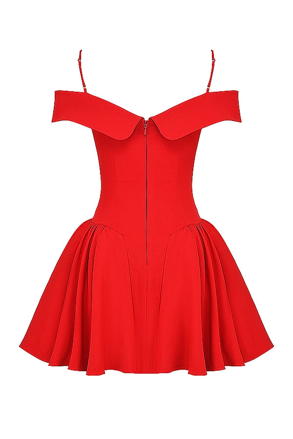 scarlet off shoulder mini dress