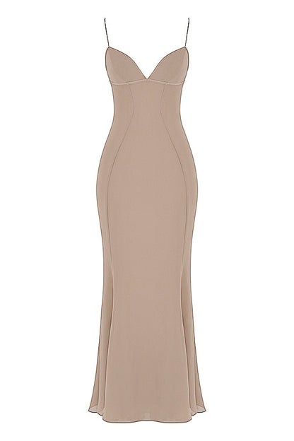 latte corset maxi dress