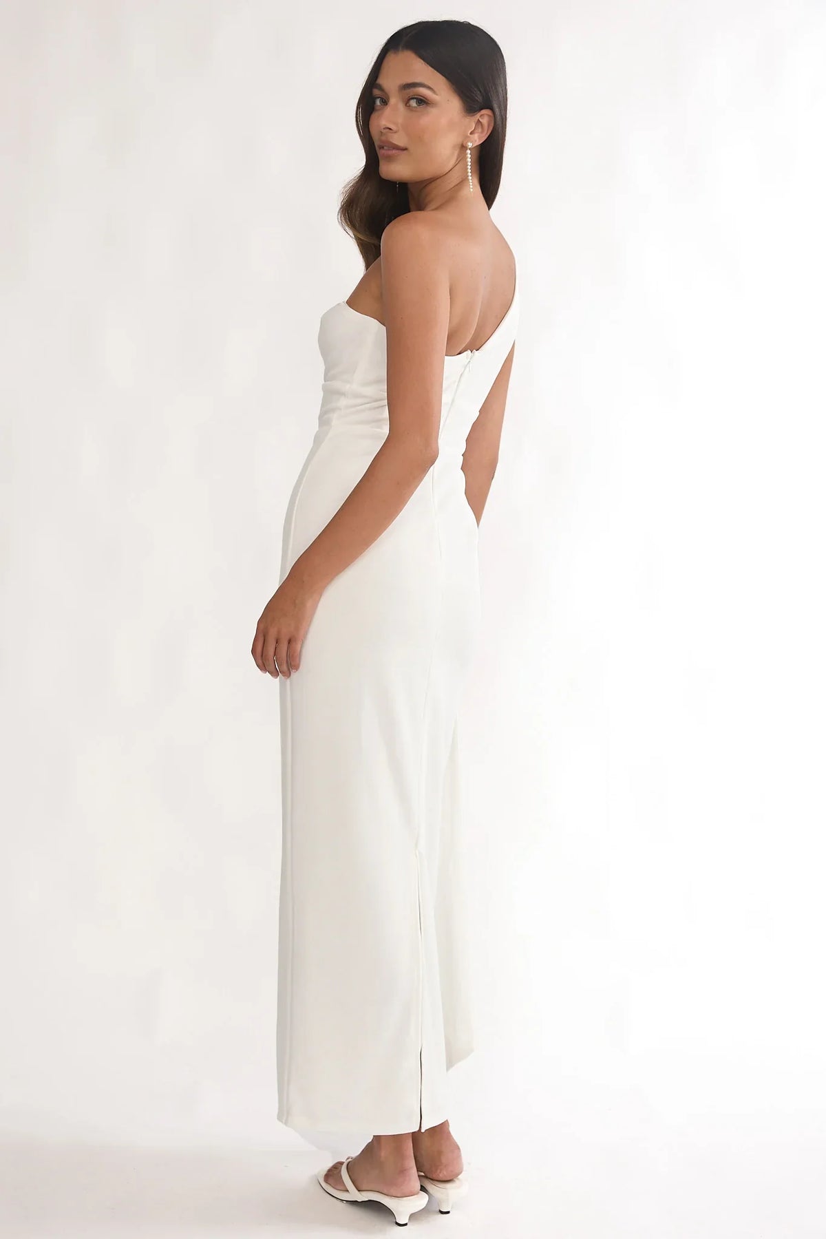 Verra One-Shoulder Sash Maxi Dress White