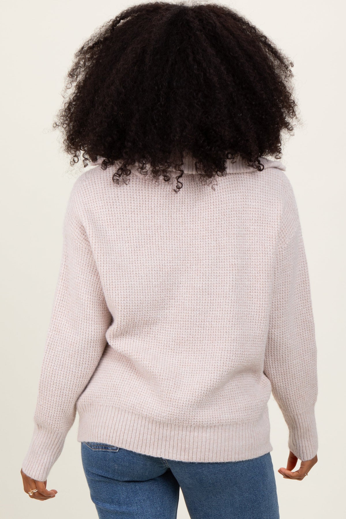 Beige Half Zip Pullover Sweater