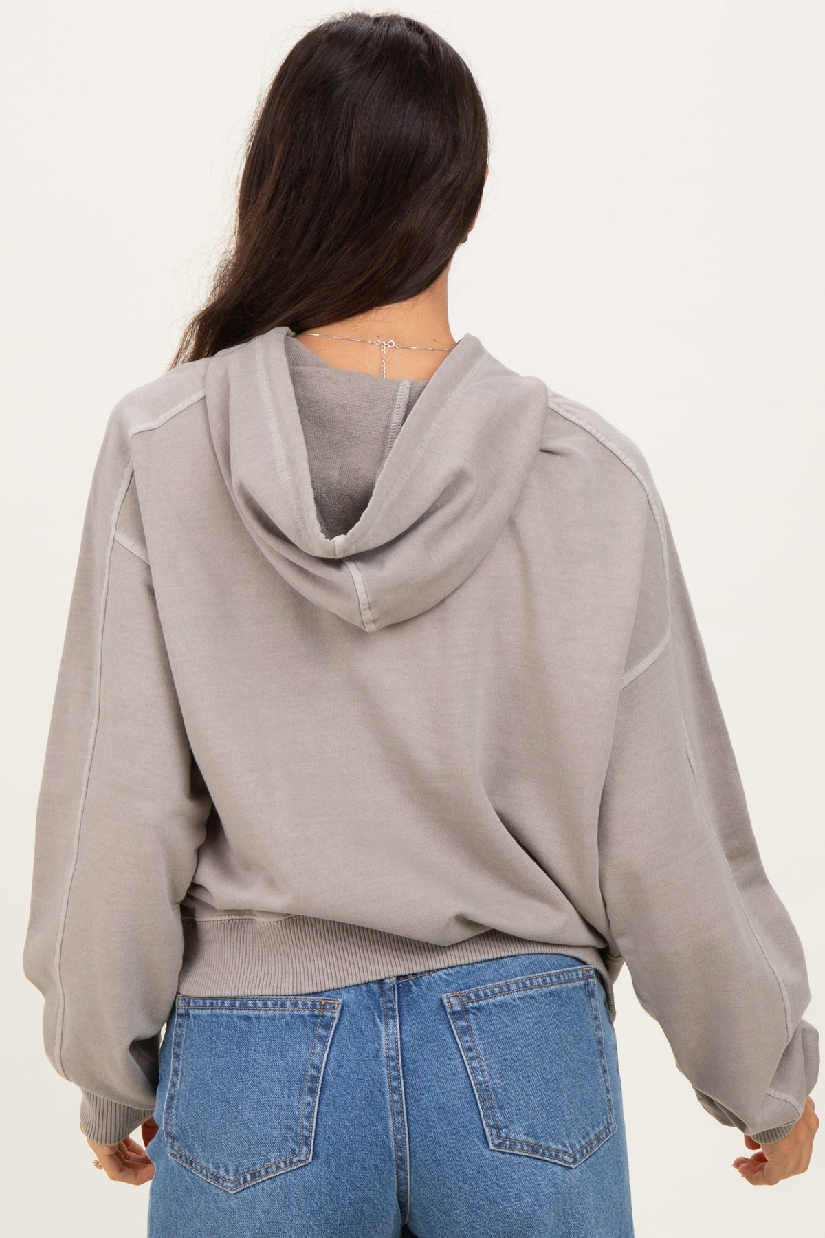 Beige French Terry Hooded Sweatshirt