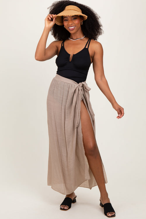 Beige Loose Beach Cover Up Skirt