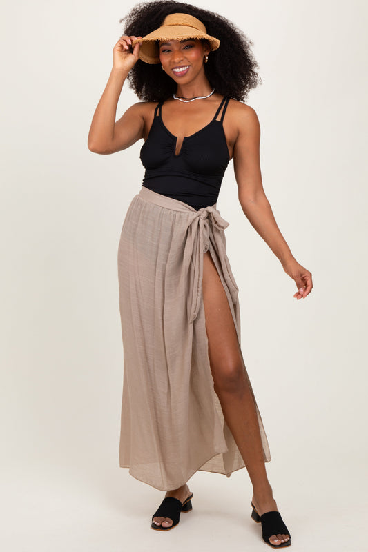 Beige Loose Beach Cover Up Skirt