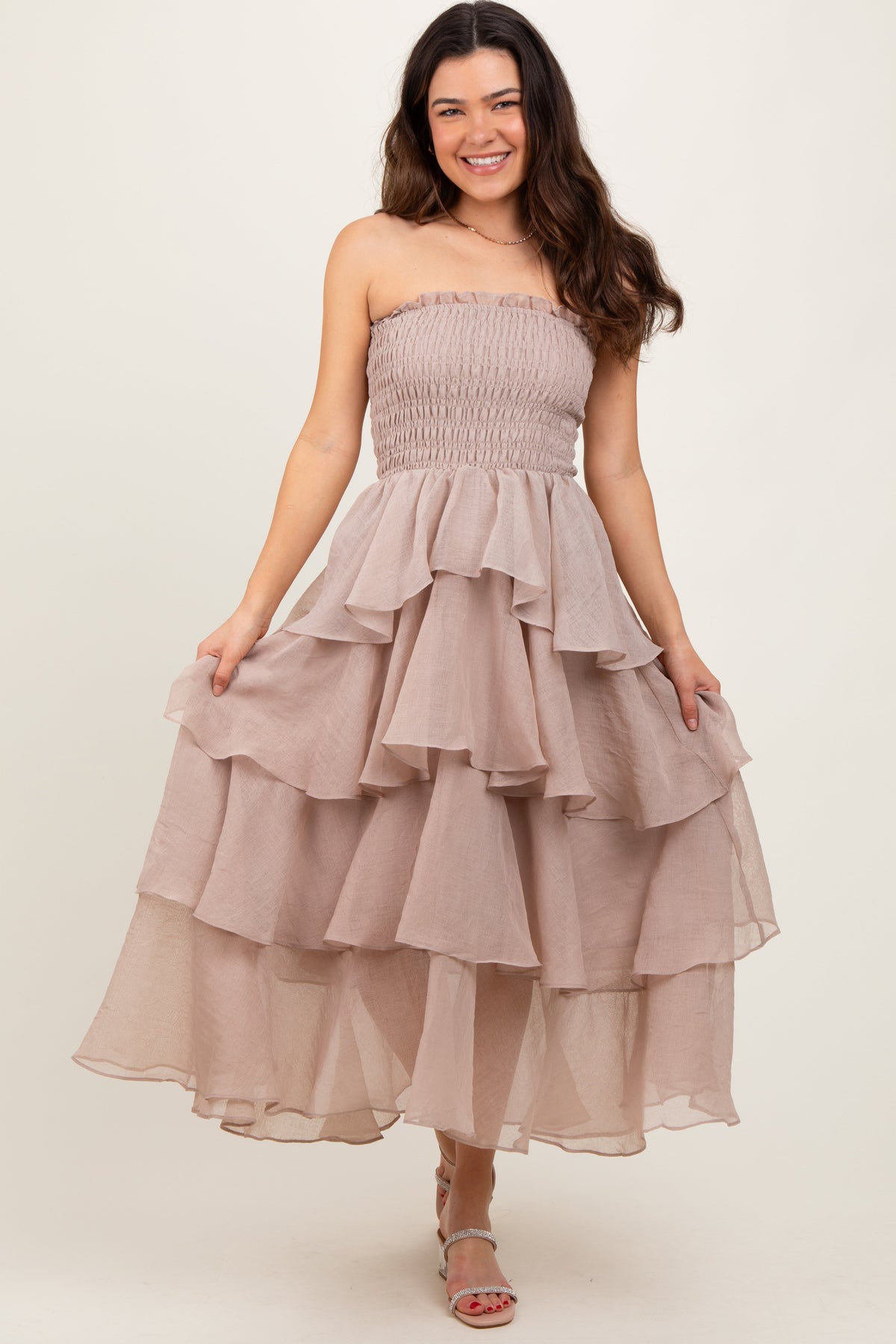Beige Layered Maxi Dress