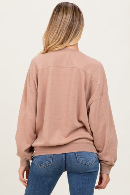 Beige Long Sleeve Maternity Sweatshirt