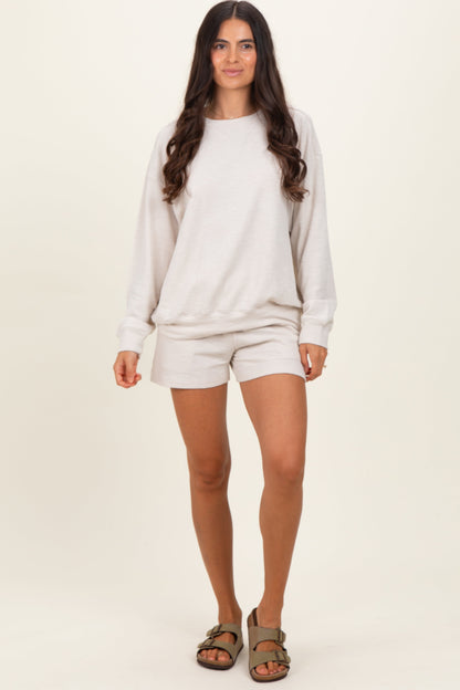 Beige Pullover & Shorts Set