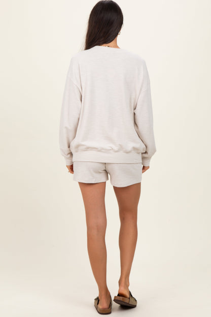 Beige Pullover & Shorts Set
