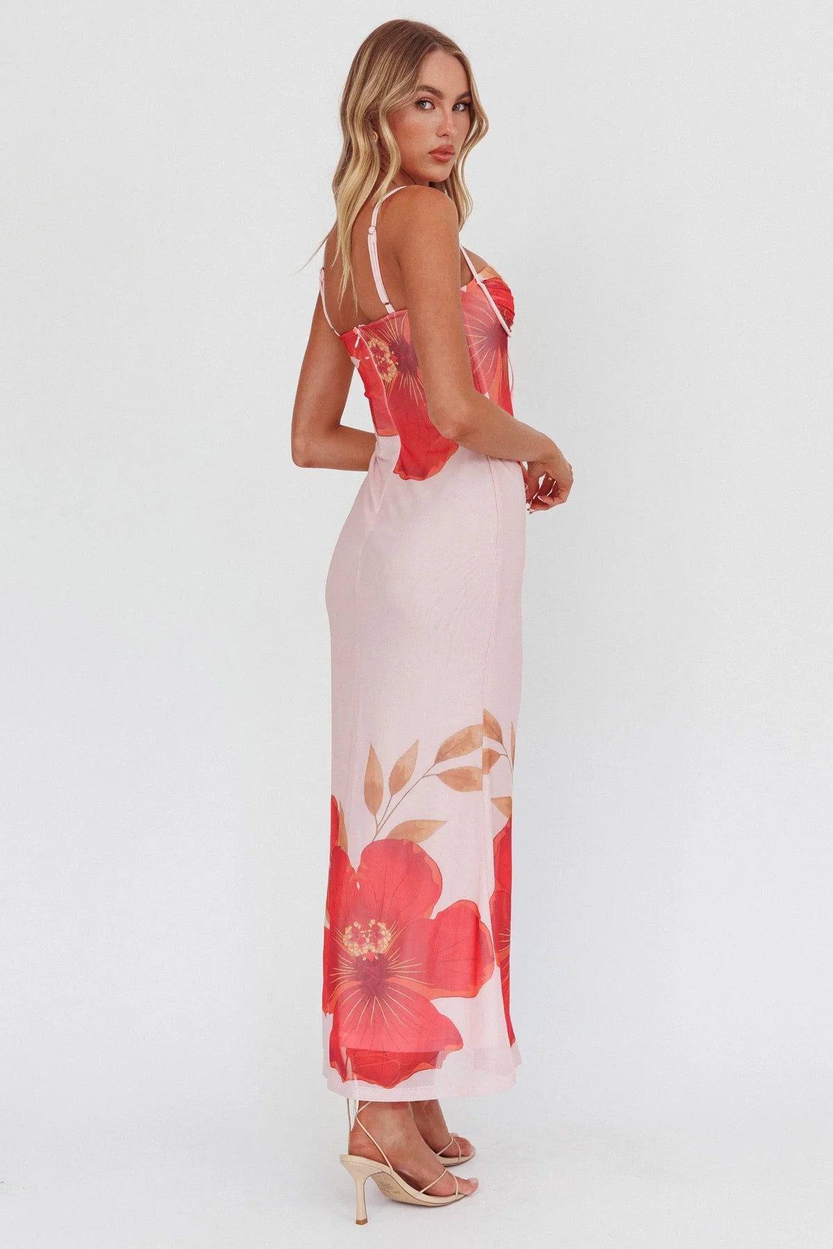 Fortune Bust Tie Maxi Dress Hibiscus Pink