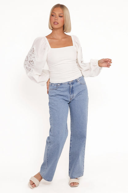 Angelica Long Sleeve Top - White