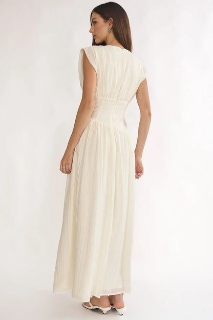 Danicka Asymmetric Waist Maxi Dress Cream