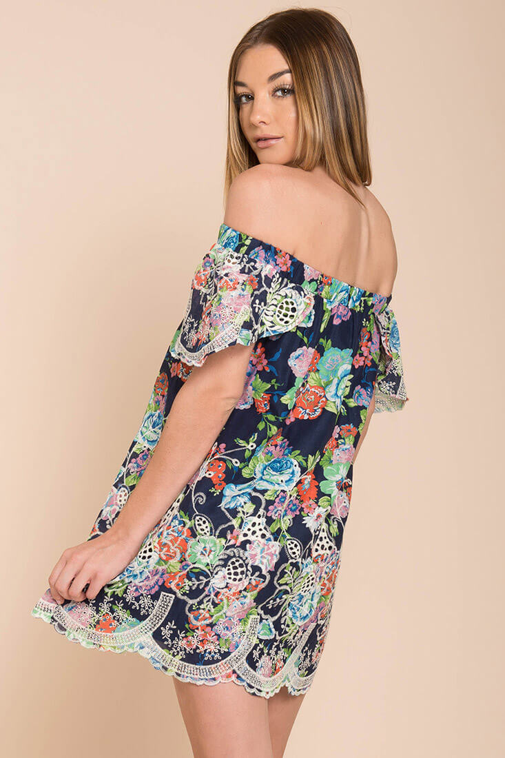 Bryden Open Shoulder Dress Navy
