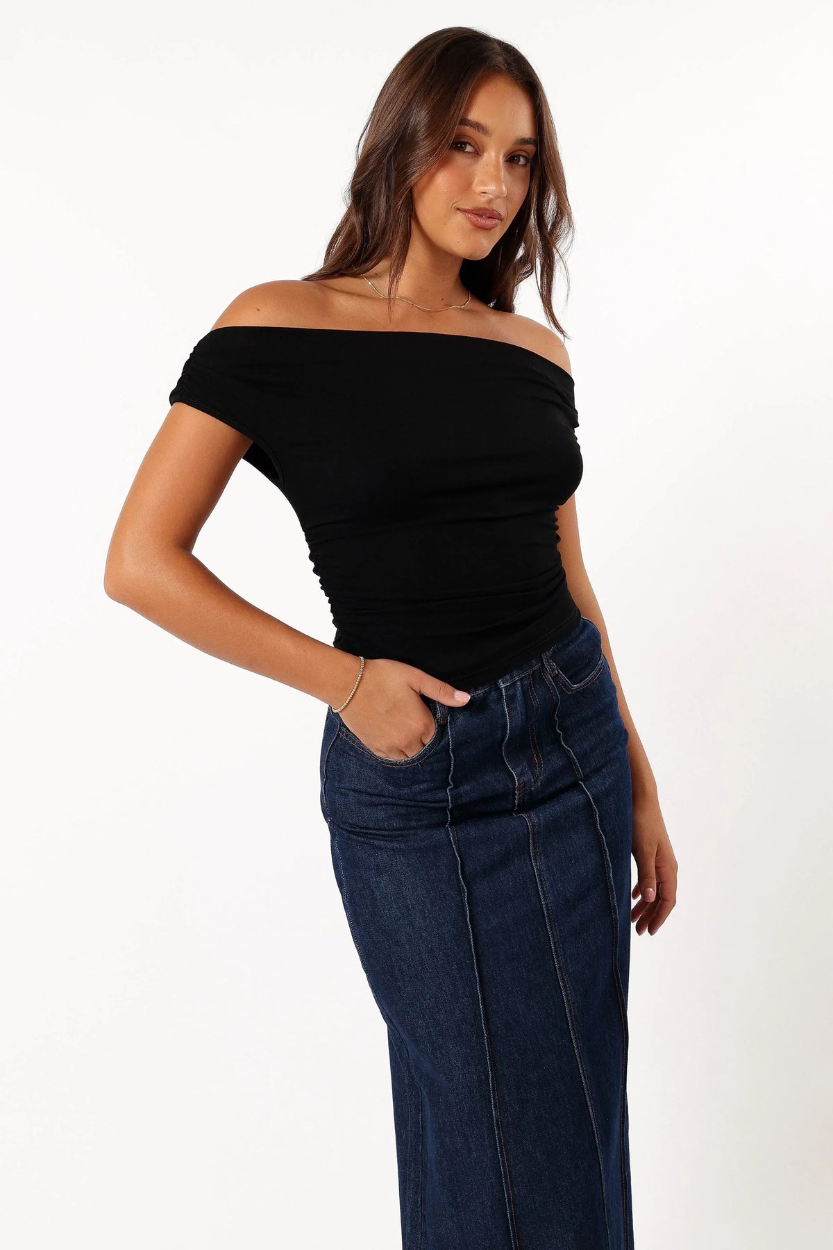 Lanna Off Shoulder Top - Black