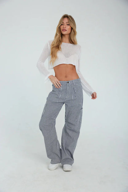 Hollie Cropped Long Sleeve Knit Top