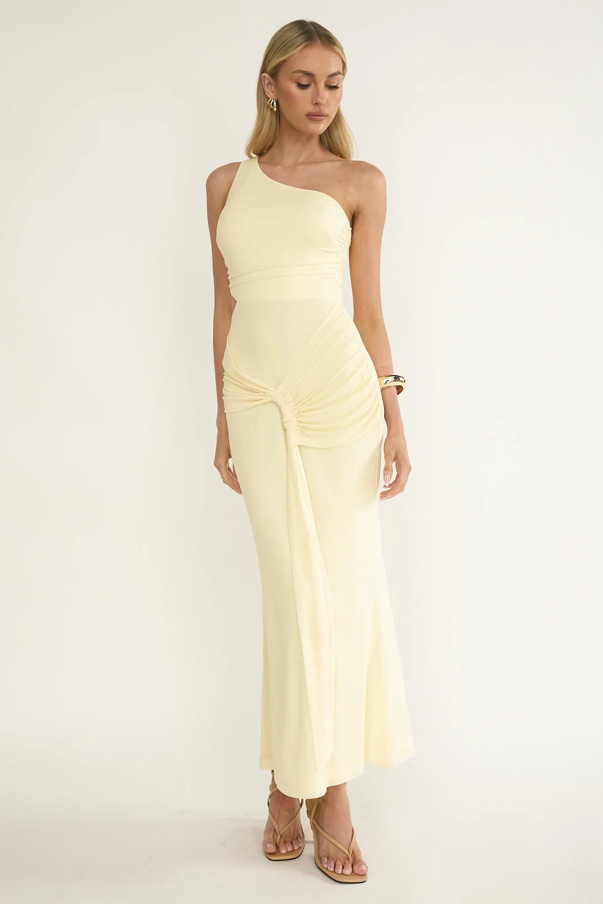 Luli One-Shoulder Cut-Out Maxi Dress Yellow