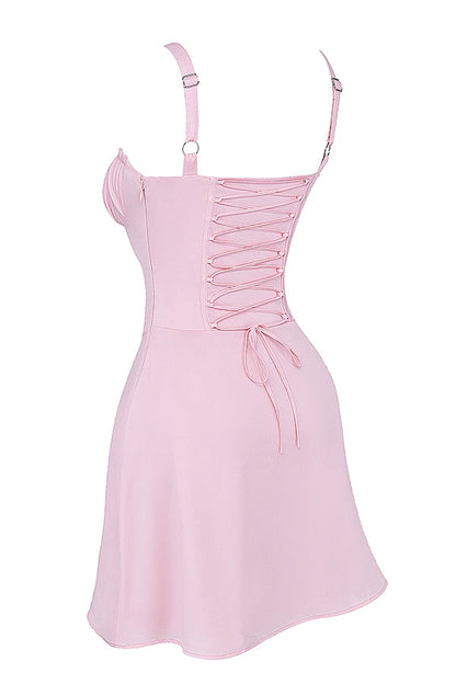 baby pink corset mini dress