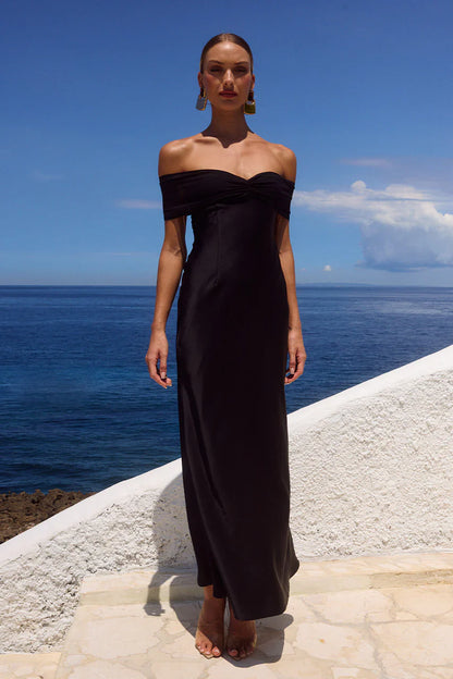 KADIE OFF SHOULDER MAXI DRESS - BLACK