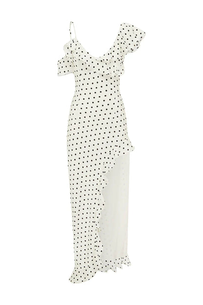 KARLITA MAXI DRESS - WHITE POLKA