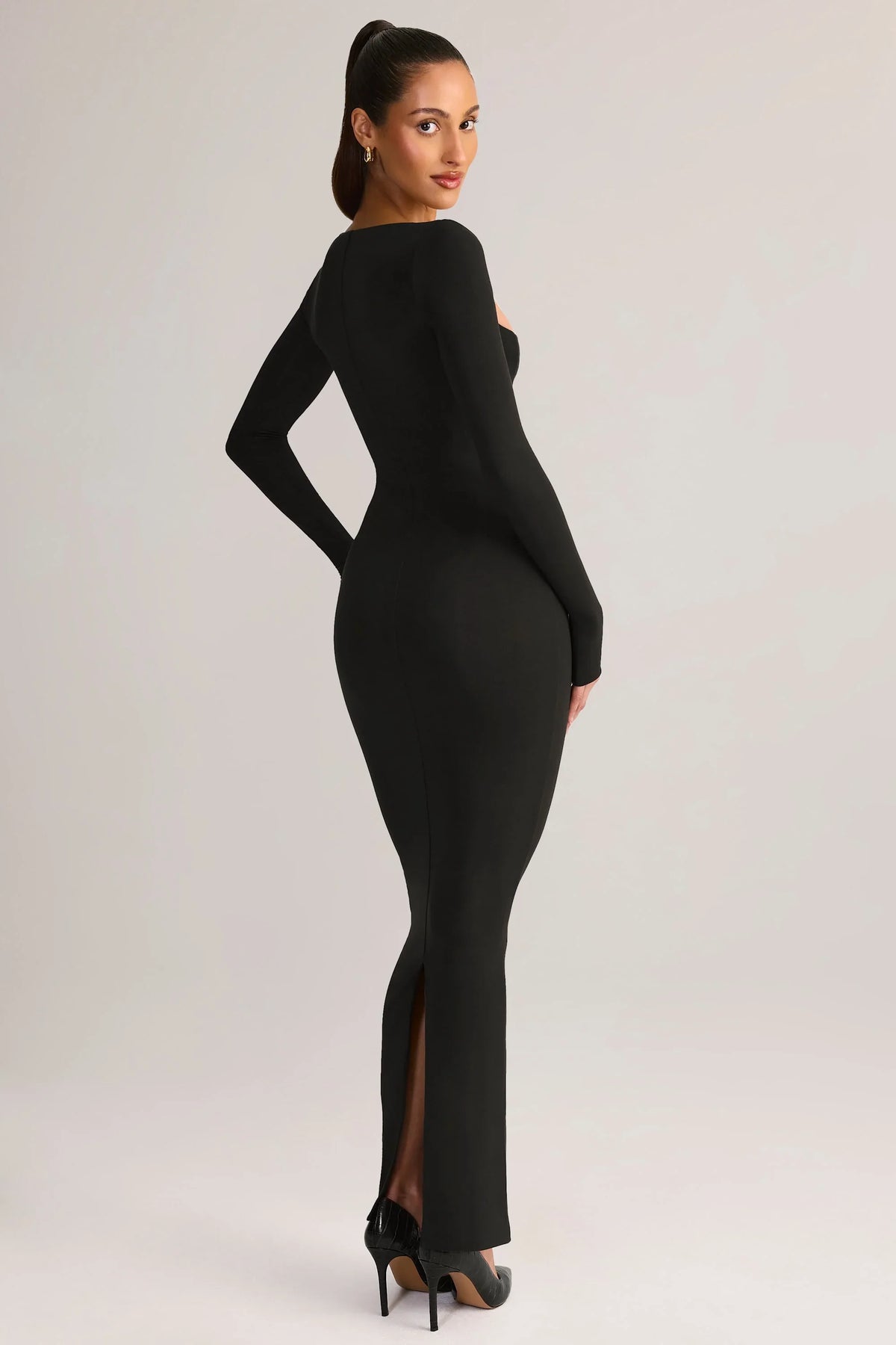 Modal Square-Neck Bodycon Maxi Dress in Black
