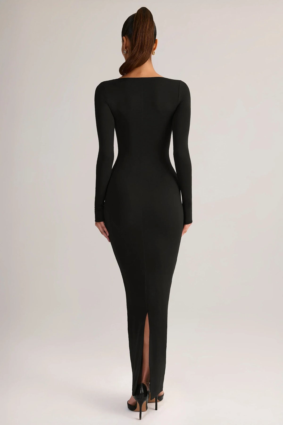 Modal Square-Neck Bodycon Maxi Dress in Black