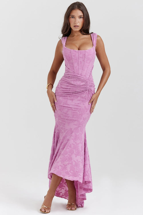 rose pink floral maxi dress