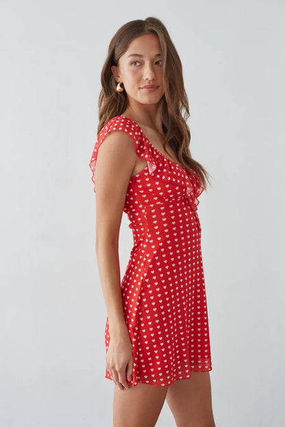 Enid Ruffle Heart Mini Dress