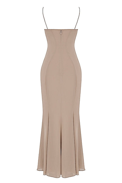 latte corset maxi dress