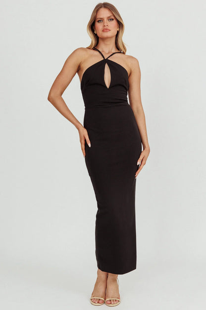 Feels Good Backless Bodycon Maxi Dress Black