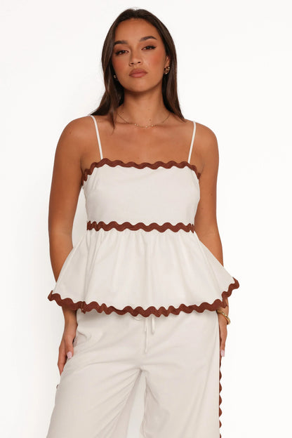 Mollymook Top - White Tan