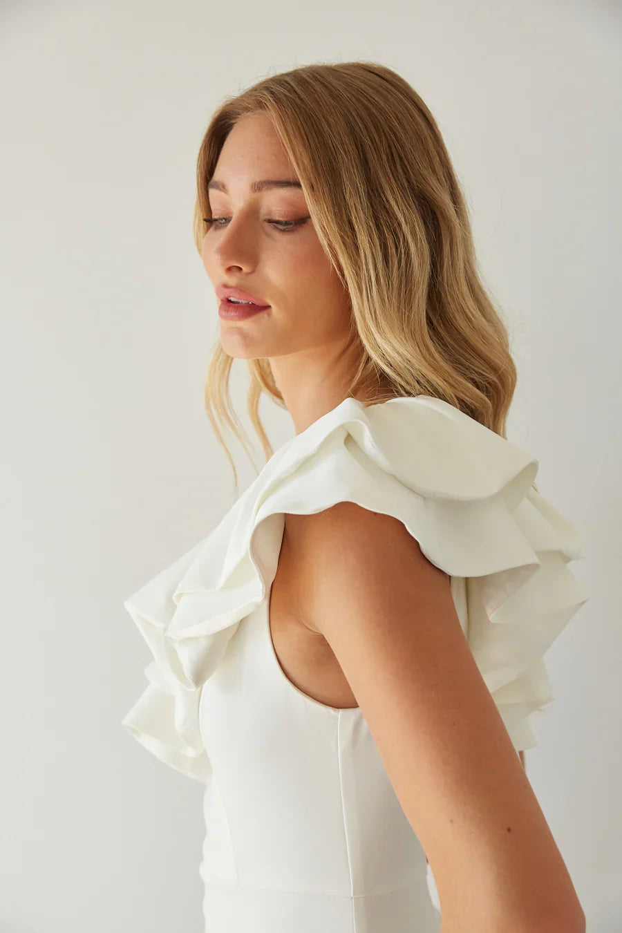 Edith One Shoulder Ruffle Mini Dress