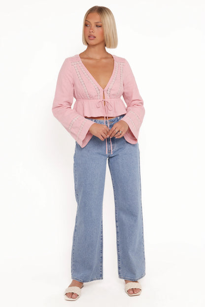 Reed Long Sleeve Top - Pink