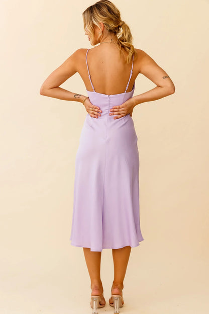 Suki Front Split Midi Dress Lilac