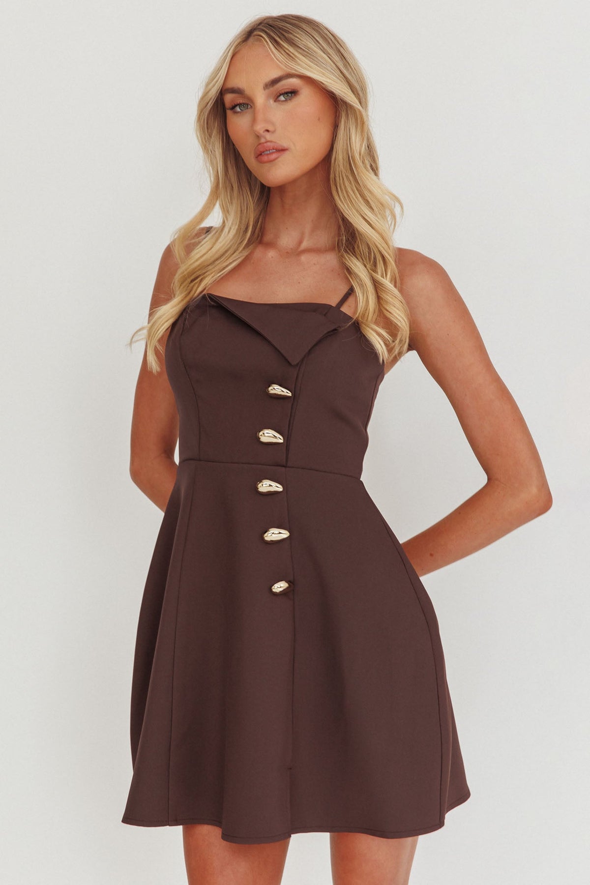 Captivated Button Feature Mini Dress Coco